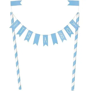 Unique Kuchenwimpel-Dekoration - Babyparty mit blauen Herzen