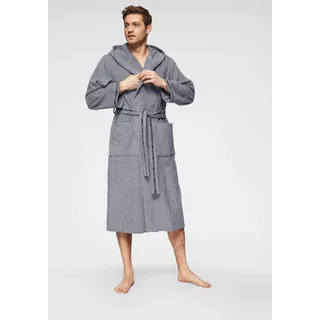 Herrenbademantel BRUNO BANANI "Danny, Normallänge & Überlänge, auch in extra lang, Hotelbademantel" Gr. XXXL, grau, L:125cm, Walkfrottee, Hausmäntel, Herrenbademantel, mit Logostreifen, Herren Bademantel aus 100% Baumwolle, S-4XL, Topseller