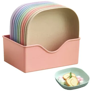 Wuzdy 10 Stück Teller Platten Set, Wiederverwendbar Teller Platten, Camping Teller Speiseteller, Picknick Geschirr Tafelservice, Für Kuchen, Desserts, Pasta, Obst, Küche, Geschirr