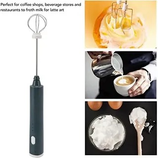 Elektrischer Mini -Handmixer, drahtloser Schneebesen wiederaufladbar USB 2 Köpfe Latte, Cappuccino, heiße Schokolade, Ei (schwarz grün) - Schwarz, Grün