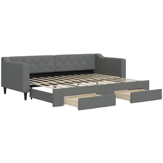 vidaXL Tagesbett Ausziehbar mit Schubladen Dunkelgrau 80x200 cm Stoff - Grau