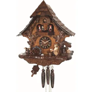 Engstler - 478_QMT - Kuckucksuhr - Quarz - Nussbaum - mit Musik mit Tanzpaar - 35 cm - Braun