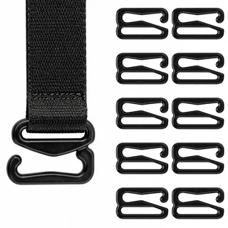 KAM 10 Stück Kunststoff-BH-Träger-Einstellschnallen, Tri-Glide-Schieberschnalle, BH-Haken, verstellbare Verschlüsse für 13B BH-Größe, Dessous-Näh-Clips, Verschlusshaken für Badeanzug, Tops