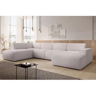 ax living XXL Sofa U Form Didim Creme 378cm breit modern & großzügig L - Creme