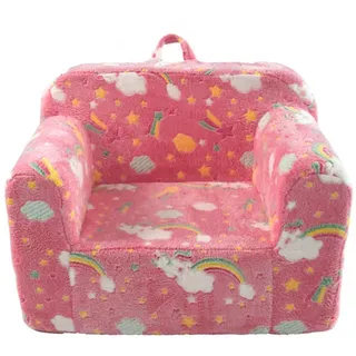 Redom Kindersofa Stoff mit Schaumfüllung abnehmbarer Bezug, leuchtendem Muster 49/64/49 cm Rosa , Textil , 64x49x49 cm , Babymöbel & Kindermöbel, Kinderzimmer & Jugendzimmer