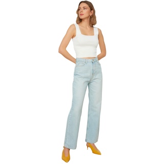 TRENDYOL Damen Trendyol -Hohe Taille 90er Jahre Breite Beinjeans Jeans Palazzo, Hellblau, 36