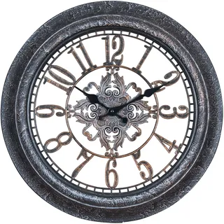 Wanduhr 40x40cm Ornamente Schwarz Kupfer Shabby Chic Vintage Uhr Deko Industrial