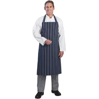 Whites Chefs Clothing Metzgerschürze, Marineblau mit weißen Streifen, Unisex, strapazierfähige Polycotton-Schürze, Größe: 965(L)x711(W)mm, maschinenwaschbar, A530