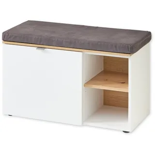 Stella Trading Bari Schuhbank 78 x 50 x 38 cm weiß / weiß matt