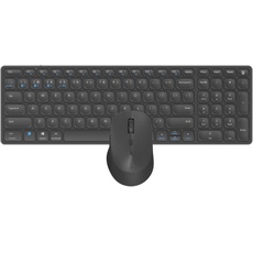 RAPOO | Kabellose Tastatur und Maus 9700M (QWERTY-Tastatur und ergonomische Bluetooth-Maus, kompatibel mit Windows und Mac, Akku, leises Klicken, Verbindung mit Mehreren Geräten) Schwarz