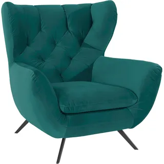 3C Candy Sessel »Beatrice Ohrensessel mit Knopfheftung im Rücken« bequemer Retro Solitärsessel auch in Cord und Fellimitat, grün