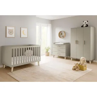 Pinolino Babyzimmer , Eichefarben, Beige , Holzwerkstoff , 6 Fächer , 3 Schubladen , individuell planbar,zum Juniorbett umbaubar, höhenverstellbar, Sprossen mit Normabstand, zum Sitzsofa umbaubar, Aufbauanleitung im Karton, Lattenrost inklusive, Schlupfsprossen , Babymöbel & Kindermöbel, Babyzimmer, Babyzimmer-Serien