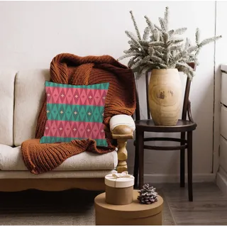 queence Dekokissen »Rot Grün mit Sternen« Dekokissen mit HD Premium Druck Weihnachten, rot