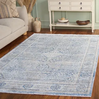 SAFAVIEH Traditionell Teppich für Wohnzimmer, Esszimmer, Schlafzimmer - Dream Collection, Kurzer Flor, Grau und Türkis, 152 X 244 cm