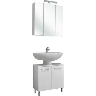 Saphir Badmöbel-Set »Quickset 2-teilig, Waschbeckenunterschrank mit LED-Spiegelschrank« 2 Stk. tlg., weiß