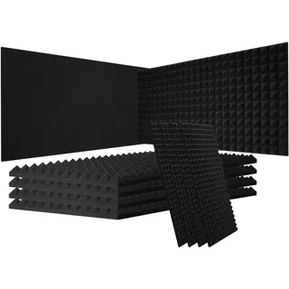 VEVOR Akustikschaumstoff Akustikpaneele, 4er-Set, 1200 x 600 x 50 mm, schalldichte Wandpaneele in Pyramidenform, Akustikplatten, Akustikschaumstoff-Matten für Studiowände und -decken, schwarz