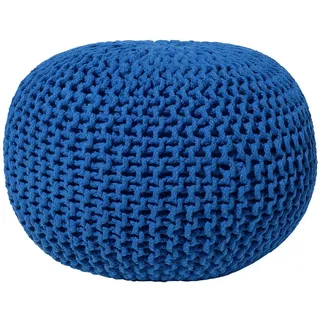 Beliani Pouf Conrad 50/50/35 cm , Blau , Textil , Rund , 50x35x50 cm , Wohnzimmer, Sessel, Hocker & Hockerbänke, Poufs