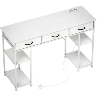 Homcom Schreibtisch mit 2 USB-Ladeanschlüsse Weiß 120/40/76 cm , Metall , 3 Schubladen , Rechteckig , 40x76x120 cm , Büromöbel, Schreibtische, Schreibtische