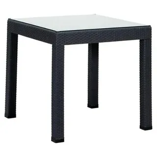 Gartentisch aus Rattan Tisch anthrazitfarben robuster, stilvoller Tisch
