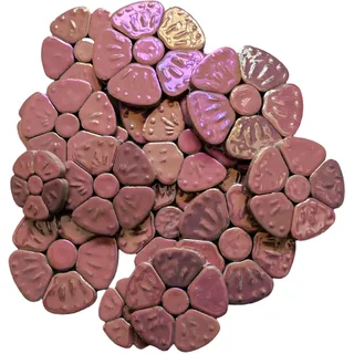 500 g zufällige schillernde Blumen-Keramikfliesen für Bastelarbeiten, 3 Größen, Blumenmosaikstücke für Kunstwerke, Bilderrahmen, Tassen, Blumentöpfe, Aquarien, Vasen, Trittsteine herstellen (Rosa)