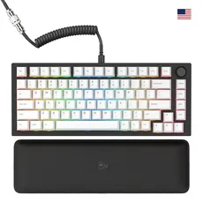 Glorious Gaming GMMK PRO 75% – Modulares mechanisches Gaming-Keyboard, TKL, Grundgerüst 1,5 kg, voll anpassbar, Spiralkabel, Handgelenkablage, PBT-Tastenkappen, Amerikanisch QWERTY Layout - Schwarz