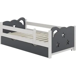 Kinderbett Vitalispa Jessica Grau 70x140 cm mit Schublade, ohne Matratze, Model 40320 - Grau