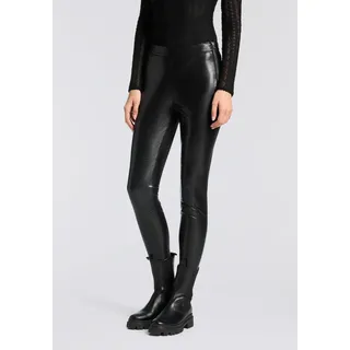 Leggings BOSS ORANGE "Taskin Premium Damenmode", Damen, Gr. 40, N-Gr, schwarz (schwarz 001), Web, Obermaterial: 100% Polyester, unifarben, normal, Hosen Leggings, Slim Fit in Lederoptik