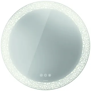 Duravit Happy D.2 Plus Spiegel rund mit integrierter Beleuchtung, Icon-Version, mit Spiegelheizung, 900x900x55mm, Weiß Matt, HP7486S00000000, Ausführung: Lichtfelddekor: radial