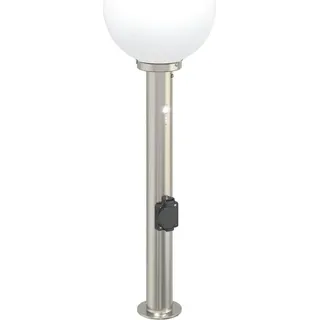 Pollerleuchte mit Sensor&Steckdose 80 cm Edelstahl IP44 - Silber