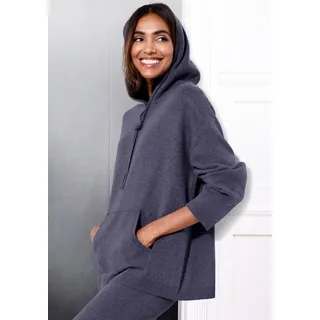 Hoodie ELBSAND, Damen, Gr. 48/50, blau (blau meliert), Feinstrick, Obermaterial: 50% Viskose (LENZINGTM), 28% Polyester, 22% Polyamid, meliert, unifarben, Sweatshirts Hoodie, aus hochwertigen Strick