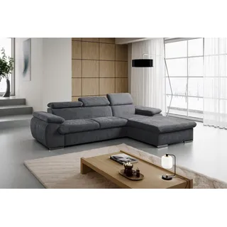 werk2 Ecksofa Cosmo Polyester L-Form 2-Sitzer Dunkelgrau