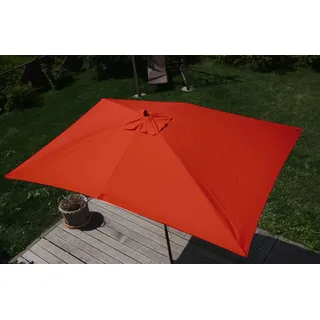 Sonnenschirm Florida, Gartenschirm Marktschirm, 2x3m Polyester/Holz 6kg terracotta - Orange