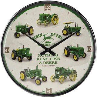 Nostalgic Art Nostalgic-Art Wanduhr, Ø 31 cm, John Deere – Model Chart – Geschenk-Idee für Traktor-Fans, Original Lizenzprodukt (OLP), Große Küchenuhr, Vintage Design