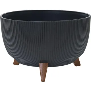 Pflanzgefäße Oslo Stripe anthrazit Streifenoptik, 40 x 25 cm Kunststoff auf Füßen mit Einsatz