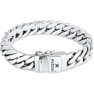 KUZZOI Buddha Silber-Armband für Herren handgefertigtes Panzerarmband (14 mm) aus massiven 925er Sterling Silber poliert 90g schwer 335101-021