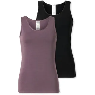 SCHIESSER Damen, 2 Pack Trägertop Unterhemd mit Spitze - Modern Multipacks",