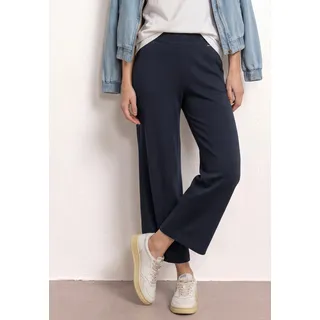 Stoffhose STREET ONE "Style Emee", Damen, Gr. 42, Länge 26, tiefblau (länge 26), Web, Obermaterial: 95% Viskose, 5% Elasthan. Futter: 100% Polyester, unifarben, loose fit 7/8-Länge, Hosen Stoffhose, im Loose Fit