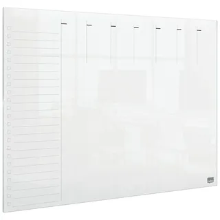 NOBO Mini-Whiteboard Wochenplaner, A3, Tisch-/Wandmontage, Trocken Abwischbares Acrylglas, Rahmenlos, 297 x 420 mm, Inklusive Markerstift und Montagepads, Durchsichtig, 1915615