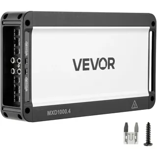 Vevor Autoverstärker 4-Kanal, Endstufe Klasse D Überbrückbar, Max. 4 x 500 W an 4 Ohm / 4 x 1000 W an 2 Ohm, Hochleistungsverstärker für SUVs Pickups Geländewagen Mehrkanal-Audioverstärker
