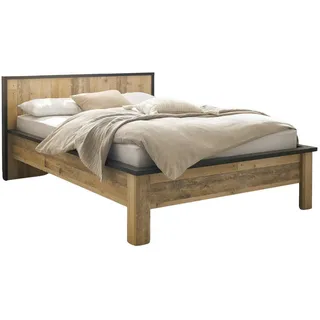 Furn.Design Bett Used Wood hell, Anthrazit, Einzelbett Liegefläche 140 x 200 cm , Eichefarben, Anthrazit , Metall , Nachbildung , 140x200 cm , Schlafzimmer, Betten