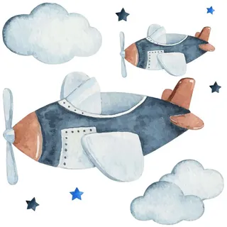 Wallfluent Wandaufkleber 100x171cm - Ein Himmel voller Flugzeuge , Multicolor , Kunststoff , Rechteckig , 100x171x0.1 cm , Tapeten & Wandverkleidungen, Wandtattoos & Sticker, Wandtattoos
