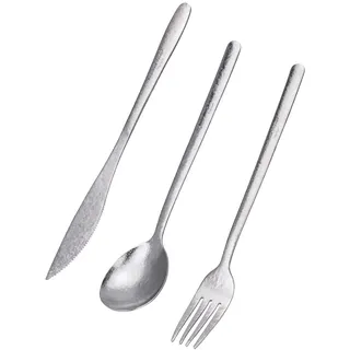 iBasingo Camping Titan Besteck Set Outdoor Langer Griff Löffel Gabel Messer Essstäbchen Utility Metall Geschirr Täglich Verwendet Reiseutensilien (Ti1055T-Kristallines Silber)