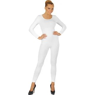 Ganzkörper Body in weiß mit Ärmeln - Bodysuit Damen Basic XL - Weiß