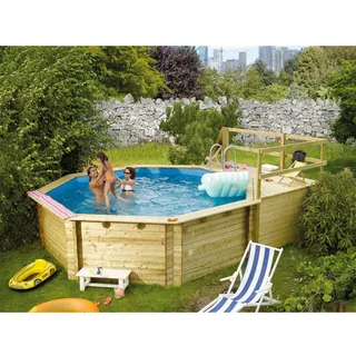 Karibu Pool 2 Set C inkl. Filteranlage Skimmer mit zwei Sonnenterrassen