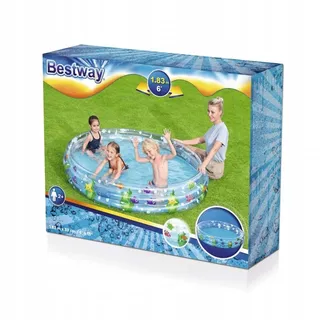 Bestway 51005, Aufblasbarer Pool, 480 l, Rund, 2 Jahr(e), Vinyl, Mehrfarbig - Blau, Transparent