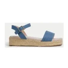 Girls M&S Collection Kids' Flatform Sandals (1 Large - 6 Large) - Denim, Denim - 1 Large