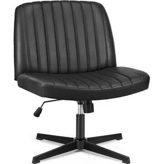 DUMOS Bürostuhl Ohne Armlehne Gehoben und Bequemes PU-Leder Criss Cross Chair mit Verbreitertem Sitzkissen Schneidersitz Stuhl Geeignet für Büros Schlafzimmer und Wohnzimmer