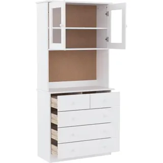 vidaXL Highboard ALTA Weiß 77x35x165 cm Massivholz Kiefer