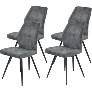 Hela 4-Fußstuhl Vintage Velvet grau 4er Set