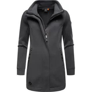 Kurzjacke RAGWEAR "Sweatjacke Letrice Bonded", Damen, Gr. S, grau (dunkelgrau), Obermaterial: 100% Polyester PES.  Futter: 100% Polyester PES., tailliert Po-bedeckend, hoch geschlossener Ausschnitt, Ärmel ohne Ärmelschlitz normaler Saum, Jacken Kurzjacke, Elegante Zip-Jacke mit hohem Kragen in Feinstrickoptik